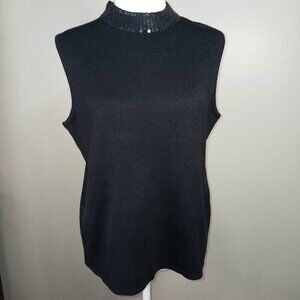 GOOD CLOTHES BLACK SLEEVELESS SWEATER, MOCK NECK WITH SEQUINS, SIZE LARGE